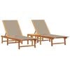vidaXL Zahradní lehátka 2 ks se stolkem taupe akácie a textilen