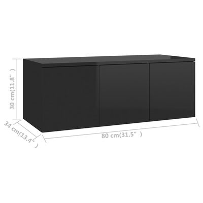 vidaXL TV stolek černý s vysokým leskem 80 x 34 x 30 cm dřevotříska