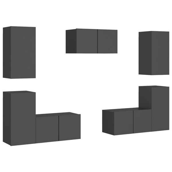 vidaXL 7d&iacute;ln&yacute; set TV skř&iacute;něk &scaron;ed&yacute; dřevotř&iacute;ska