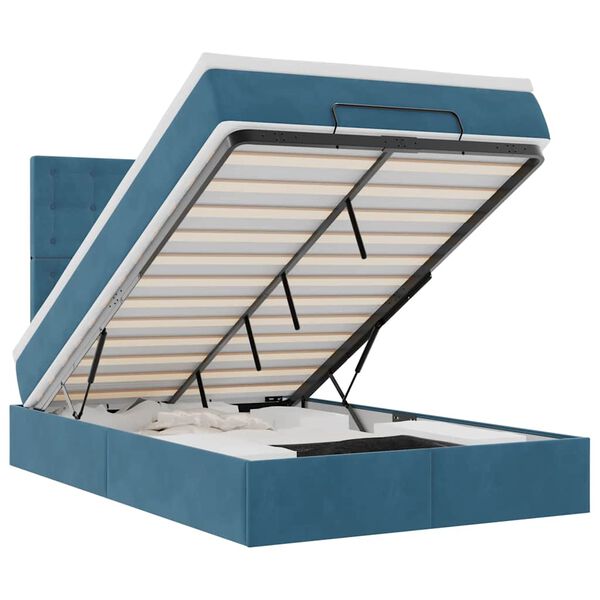 vidaXL Osmansk&yacute; r&aacute;m postele s matracemi tmavě modr&aacute; 120x190 cm samet