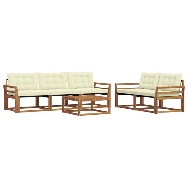 vidaXL Venkovn&iacute; pohovkov&aacute; souprava 6 pcs Přirozen&aacute; a Kr&eacute;mov&aacute;