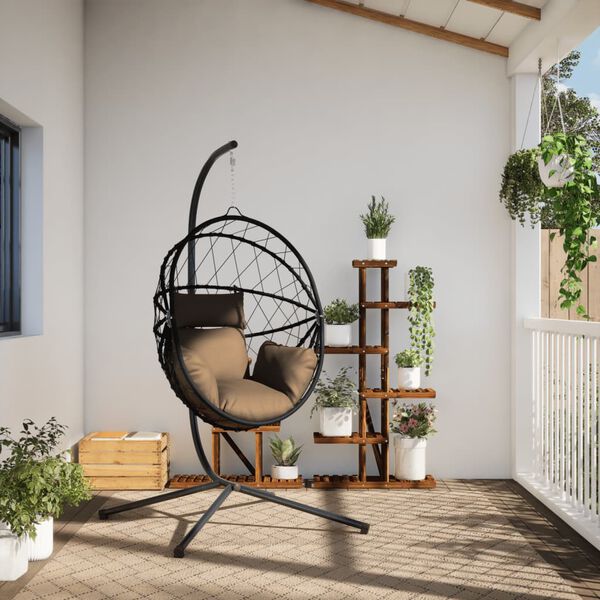 vidaXL Závěsné křeslo vajíčko se stojanem taupe ratan a ocel