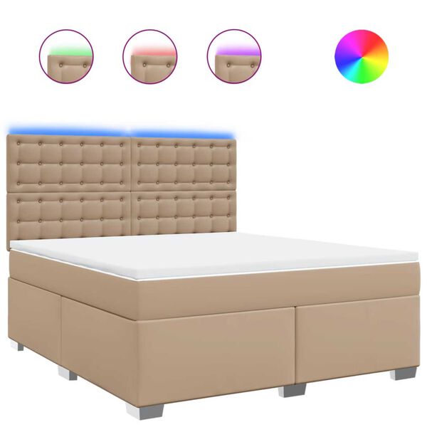 vidaXL Box spring postel s matrac&iacute; cappuccino 180 x 200 cm uměl&aacute; kůže