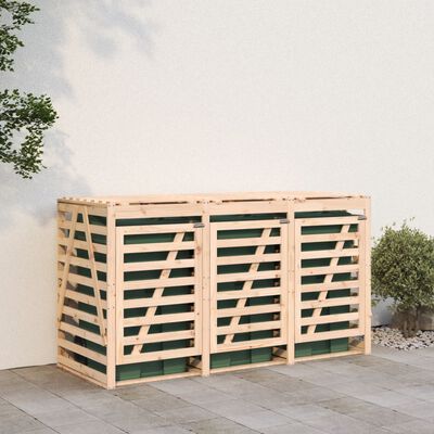 vidaXL Úložný box na tři popelnice masivní borové dřevo