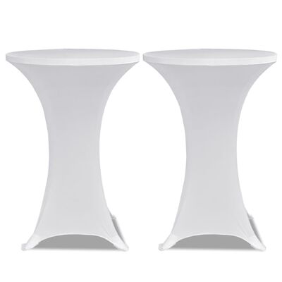 Potahy na koktejlový stůl Ø 80 cm, bílé strečové, 2 ks