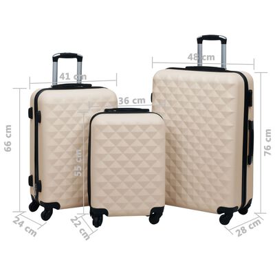 vidaXL Sada skořepinových kufrů na kolečkách 3 ks zlatá ABS