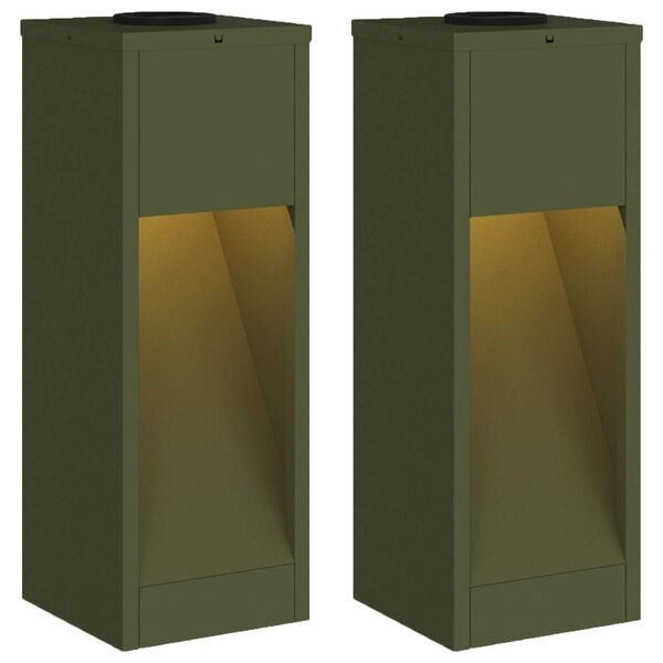 vidaXL Sol&aacute;rn&iacute; LED osvětlen&iacute; cesty 2 pcs Olivově zelen&aacute;