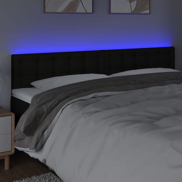 vidaXL Čelo postele s LED čern&eacute; 160x5x78/88 cm textil