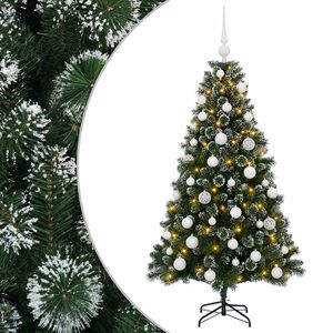 vidaXL Uměl&yacute; v&aacute;nočn&iacute; stromek s baňkami 120 cm 150 LED Tepl&aacute; b&iacute;l&aacute;