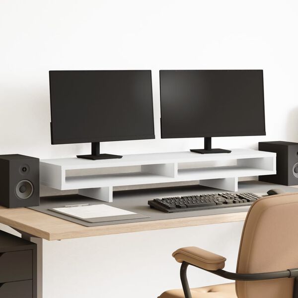vidaXL Stojan na monitor b&iacute;l&yacute; 100 x 27 x 15 cm kompozitn&iacute; dřevo