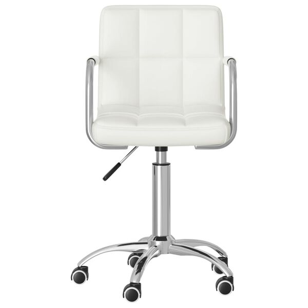 vidaXL Otočn&eacute; j&iacute;deln&iacute; židle 2 ks b&iacute;l&eacute; uměl&aacute; kůže