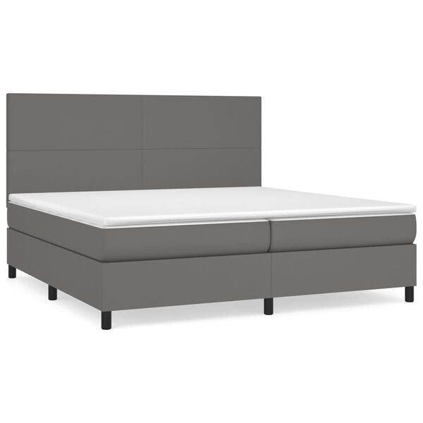 vidaXL Box spring postel s matrac&iacute; &scaron;ed&aacute; 200x200 cm uměl&aacute; kůže