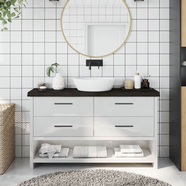 vidaXL Koupelnová deska tmavě hnědá 120x30x(2-6) cm ošetřený masiv