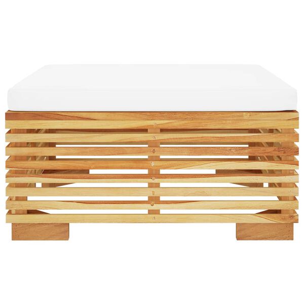 vidaXL Zahradní podnožka s krémovými poduškami masivní teakové dřevo
