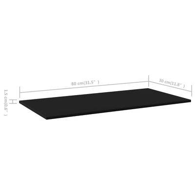 vidaXL Přídavné police 8 ks černé 80 x 30 x 1,5 cm dřevotříska