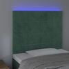 vidaXL Čelo postele s LED tmavě zelen&aacute; 80x5x118/128 cm samet