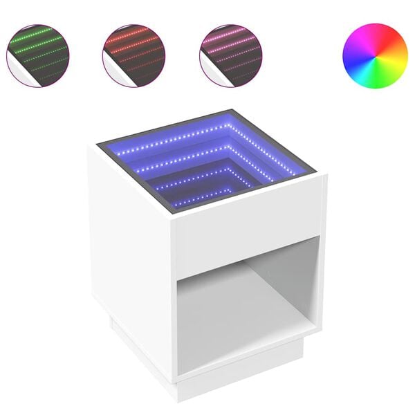 vidaXL Nočn&iacute; stolek s Infinity LED b&iacute;l&yacute; 40 x 40 x 50 cm