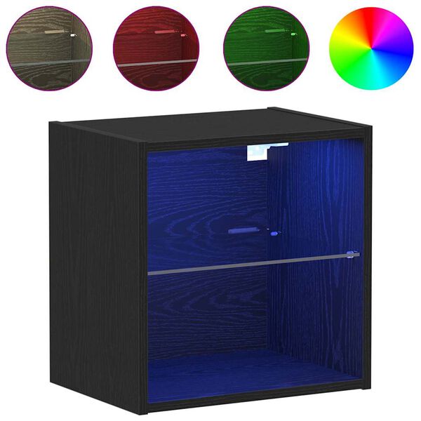 vidaXL Floating Shelf with LED Light 2 pcs Čern&aacute; 40 x 28,5 x 40 cm