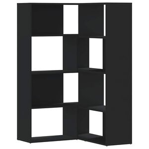 vidaXL Rohov&aacute; 4patrov&aacute; knihovna čern&aacute; 85x85x140 cm kompozitn&iacute; dřevo