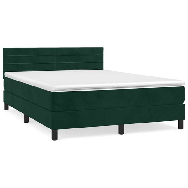 vidaXL Box spring postel s matrac&iacute; tmavě zelen&aacute; 140x190 cm samet