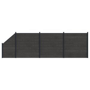 vidaXL Sada plotů 4 ks 619 x 186 cm WPC a hlin&iacute;k Čern&aacute;
