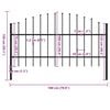 vidaXL Zahradn&iacute; plot s kop&iacute;m nahoře ocelov&yacute; 170 x 100 cm čern&yacute;