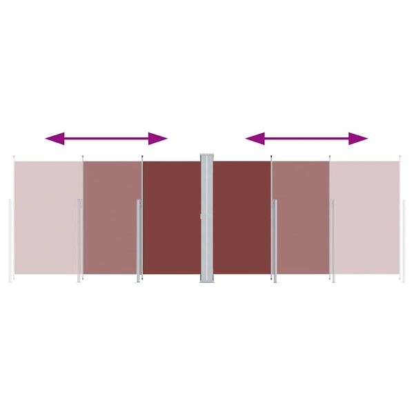 vidaXL Zatahovací boční markýza hnědá 200 x 600 cm