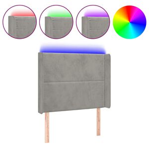 vidaXL Čelo postele s LED světle &scaron;ed&eacute; 103 x 16 x 118/128 cm samet
