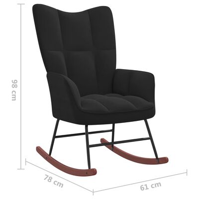 vidaXL Houpací křeslo se stoličkou černé samet