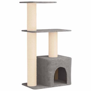 vidaXL Kočič&iacute; strom se &scaron;krabac&iacute;mi sloupky sisal Světle &scaron;ed&aacute; 133 cm