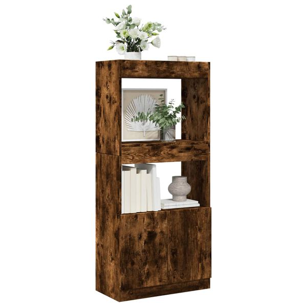 vidaXL Skř&iacute;ň highboard kouřov&yacute; dub 63 x 33 x 140 cm kompozitn&iacute; dřevo