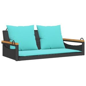 vidaXL Houpac&iacute; lavice s podu&scaron;kami čern&aacute; 109 x 62 x 40 cm polyratan