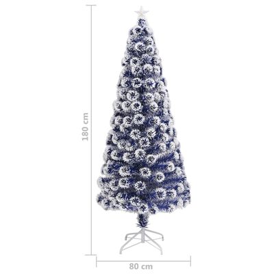 vidaXL Vánoční stromek LED osvětlení bílý modrý 180 cm optické vlákno