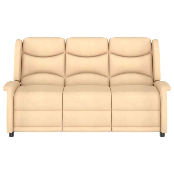 vidaXL 3m&iacute;stn&eacute; mas&aacute;žn&iacute; polohovac&iacute; křeslo kr&eacute;mov&eacute; l&aacute;tka z mikrovl&aacute;kna