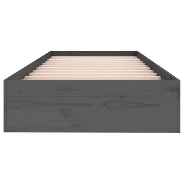 vidaXL Rám postele šedý masivní dřevo 75 x 190 cm Small Single