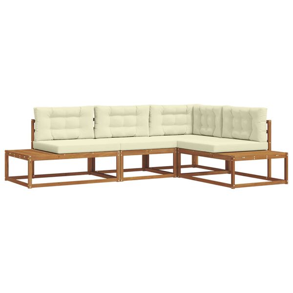 vidaXL Venkovn&iacute; pohovkov&aacute; souprava 4 Kus Přirozen&aacute; a Kr&eacute;mov&aacute;