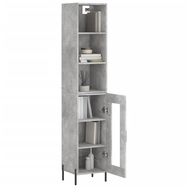 vidaXL Skř&iacute;ň highboard betonově &scaron;ed&aacute; 34,5x34x180 cm kompozitn&iacute; dřevo