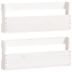 vidaXL N&aacute;stěnn&eacute; botn&iacute;ky 2 ks b&iacute;l&eacute; 59x9x23 cm masivn&iacute; ak&aacute;ciov&eacute; dřevo