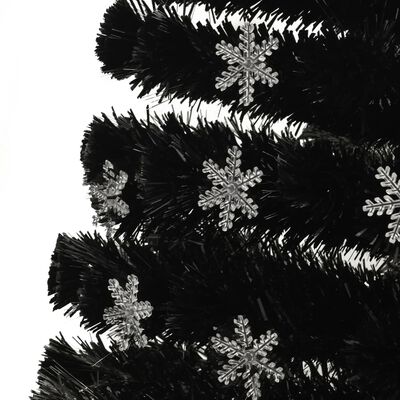 vidaXL Vánoční strom s LED vločkami černý 150 cm optické vlákno