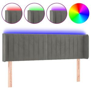 vidaXL Čelo postele s LED světle &scaron;ed&eacute; 147 x 16 x 78/88 cm samet