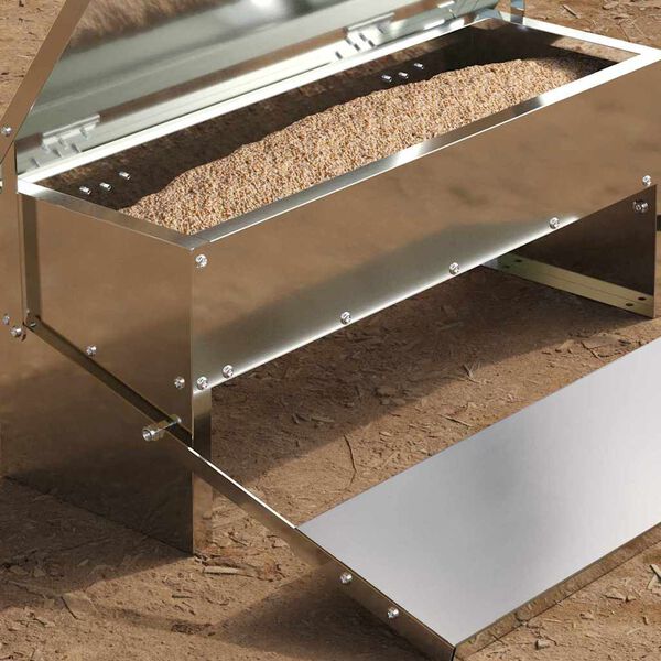 vidaXL Zásobník pro slepice s pedálem Stříbrná 48,5 x 39,5 x 19 cm