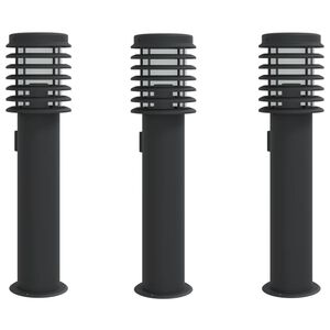 vidaXL Venkovn&iacute; stojac&iacute; lampy se z&aacute;suvkou 3 ks čern&eacute; 60 cm ocel