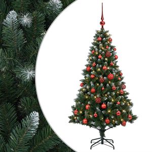 vidaXL Uměl&yacute; v&aacute;nočn&iacute; stromek s baňkami 120 cm 150 LED Tepl&aacute; b&iacute;l&aacute;