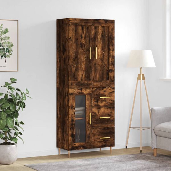 vidaXL Skř&iacute;ň highboard kouřov&yacute; dub 69,5 x 34 x 180 cm kompozitn&iacute; dřevo