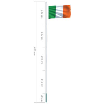 vidaXL Irská vlajka a stožár hliník 6,2 m