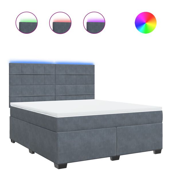 vidaXL Box spring postel s matrac&iacute; tmavě &scaron;ed&aacute; 180x200 cm samet