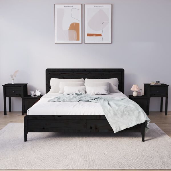 vidaXL Noční stolky 2 ks černé 79,5x38x65,5 cm masivní borové dřevo