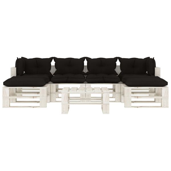 vidaXL 7d&iacute;ln&aacute; zahradn&iacute; sedac&iacute; souprava z palet čern&eacute; podu&scaron;ky dřevo