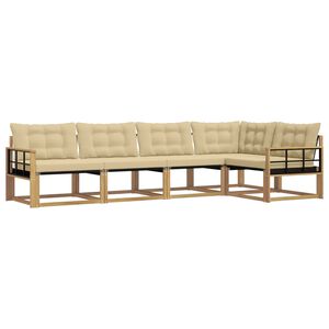 vidaXL Venkovn&iacute; pohovkov&aacute; souprava s pol&scaron;t&aacute;řem 5 pcs B&iacute;l&aacute; a b&eacute;žov&aacute;