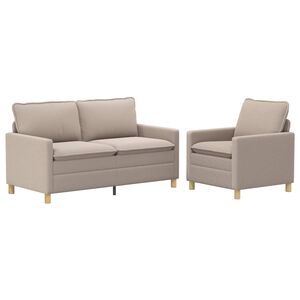 vidaXL Set pohovek 2 ks Světle &scaron;ed&aacute; Textil